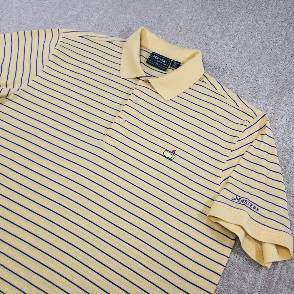 Masters Polo Shirt Men‎ XL Golf Striped Yellow Pima Cotton Augusta National